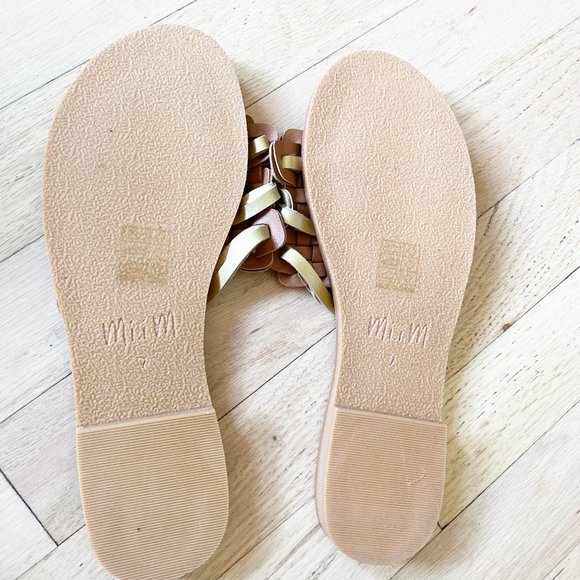 Mi.Im Gold Leather Woven Sandals Slides Size 7 - NWT! - Picture 2 of 2